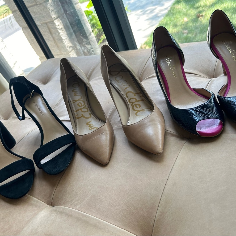 Women's Black and Beige Heels
